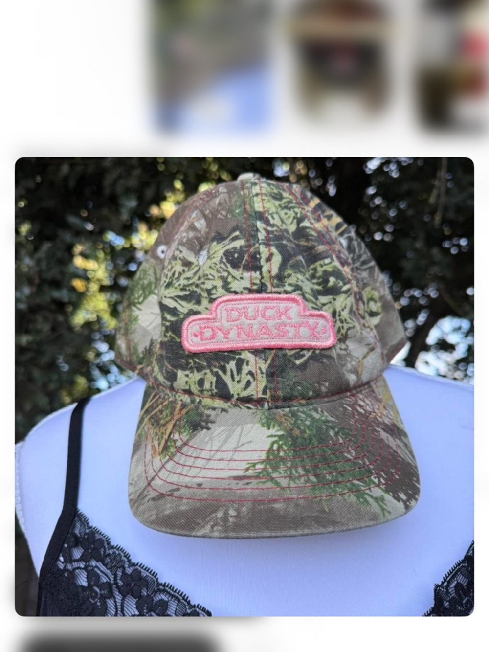 Camo Baseball Cap with Pink Patch